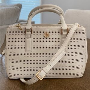 Tory Burch Robinson Perforated Saffiano Satchel